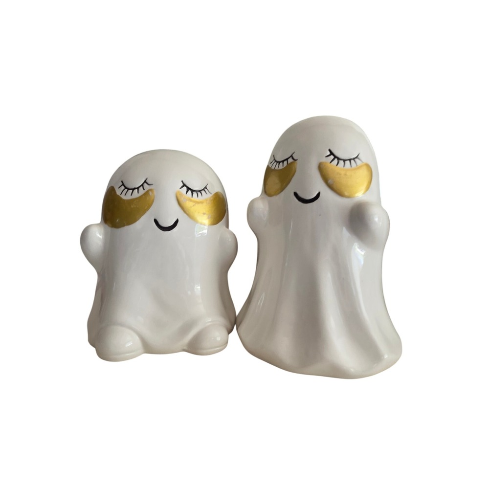 Unbranded Ghost Figurines Decor OS White New Gold Eye Patches Set of 2